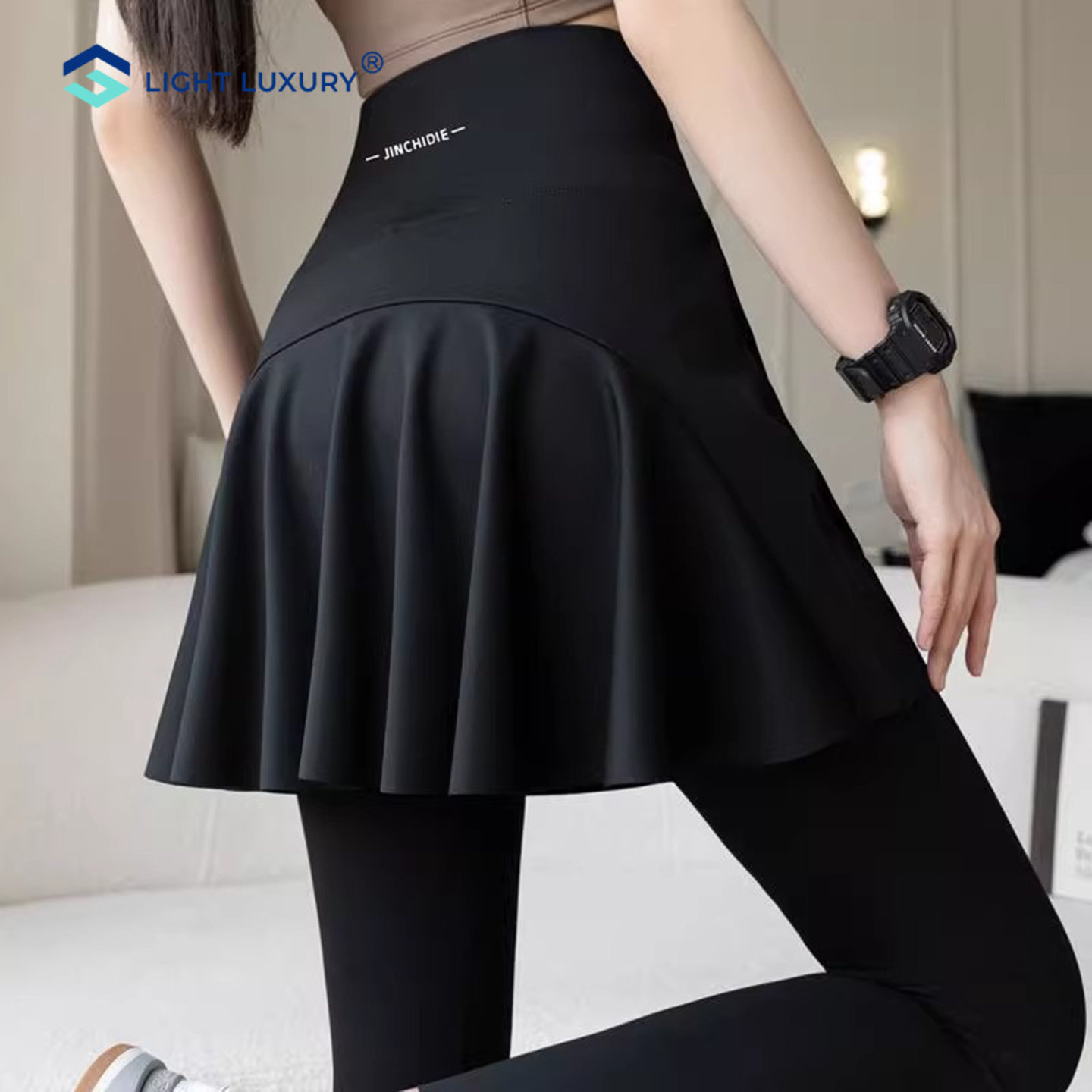 假两件瑜伽裤女新款高腰收腹健身裤大码鲨鱼裤显瘦外穿九分打底裤