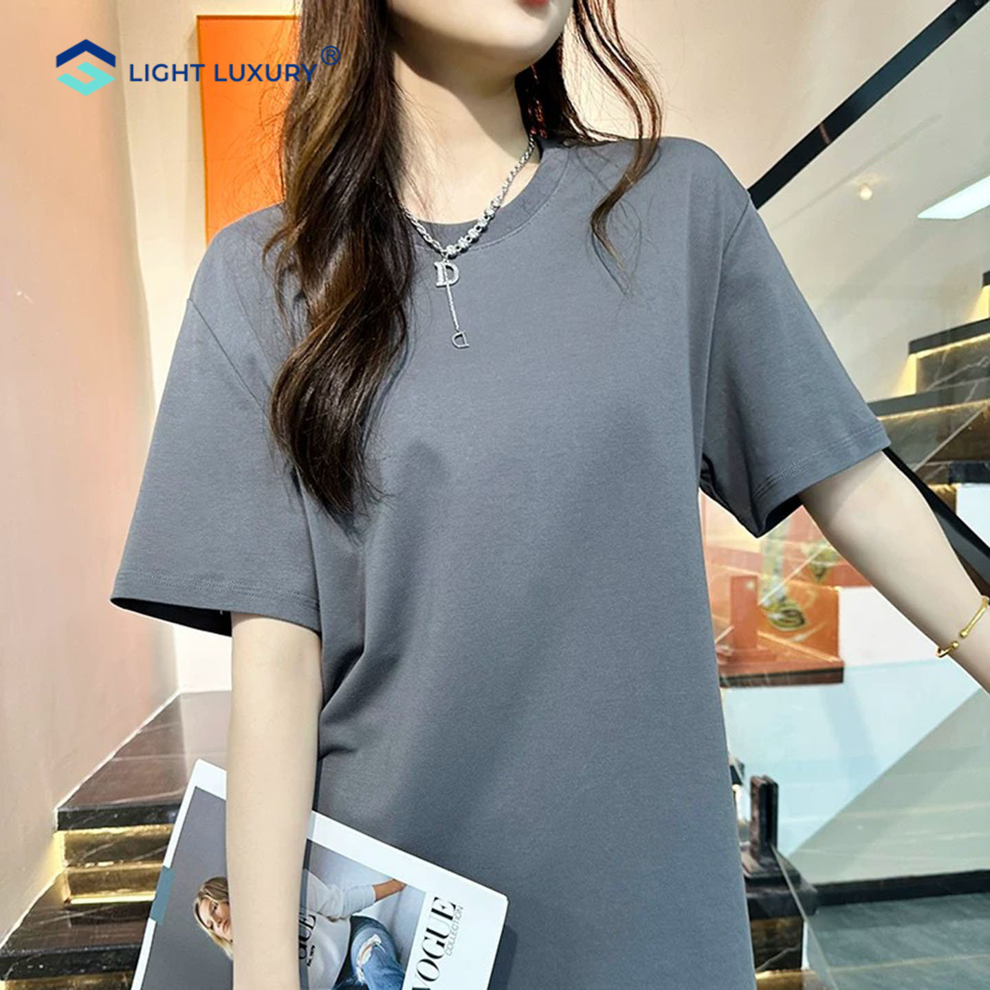 短袖t恤女基础纯色中长款上衣