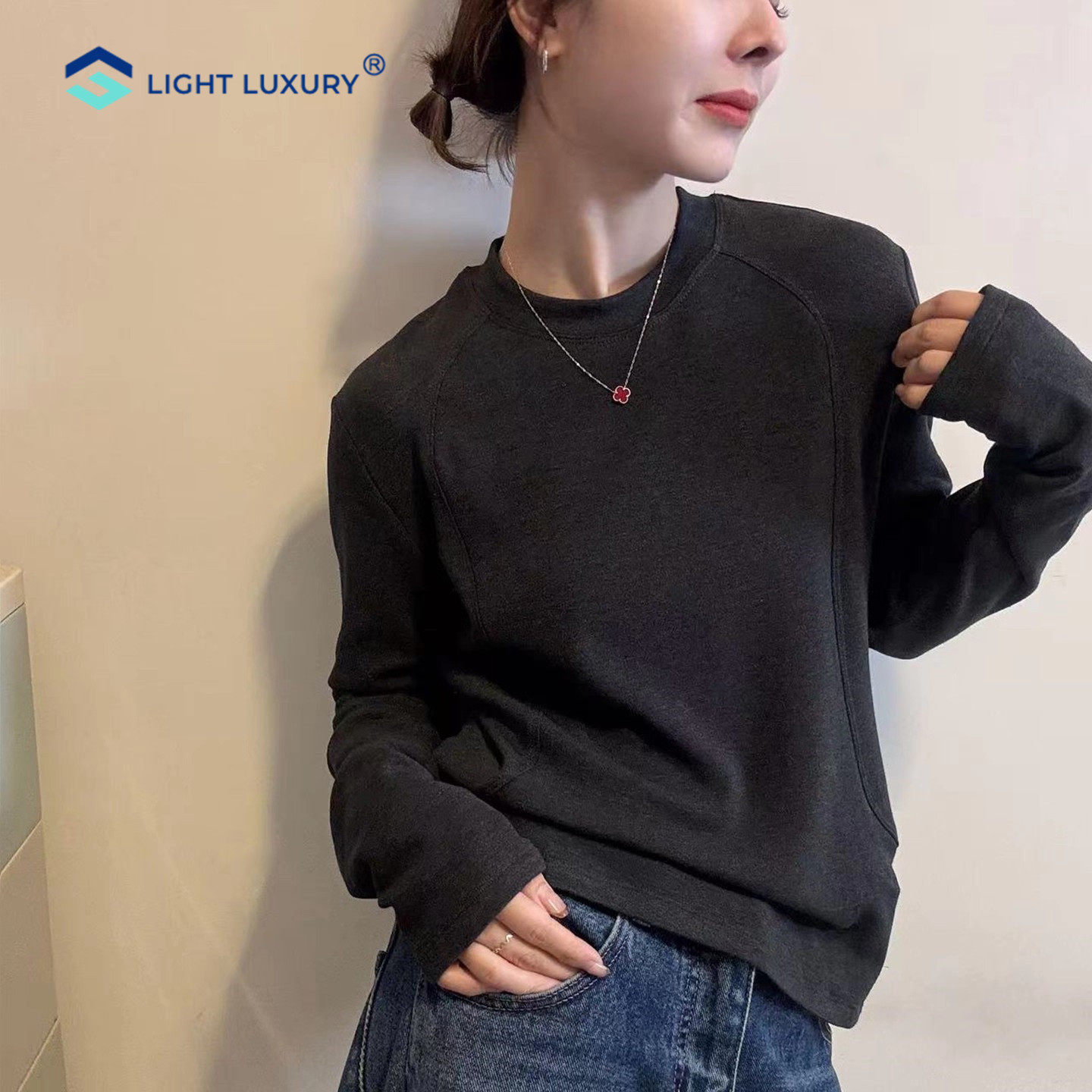 格雷灰色长袖t恤女2026新款纯色打底衫显瘦内搭上衣简约设计感,女装/女士精品,T恤,淘宝优惠券,粉丝福利购,淘宝优惠卷