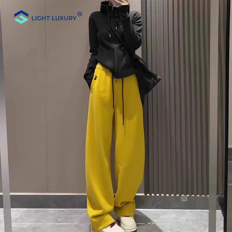 加绒香蕉运动裤女弯刀休闲保暖