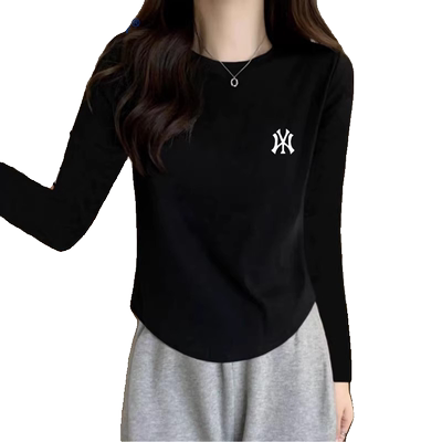 纯棉黑色长袖t恤女内搭时尚打底