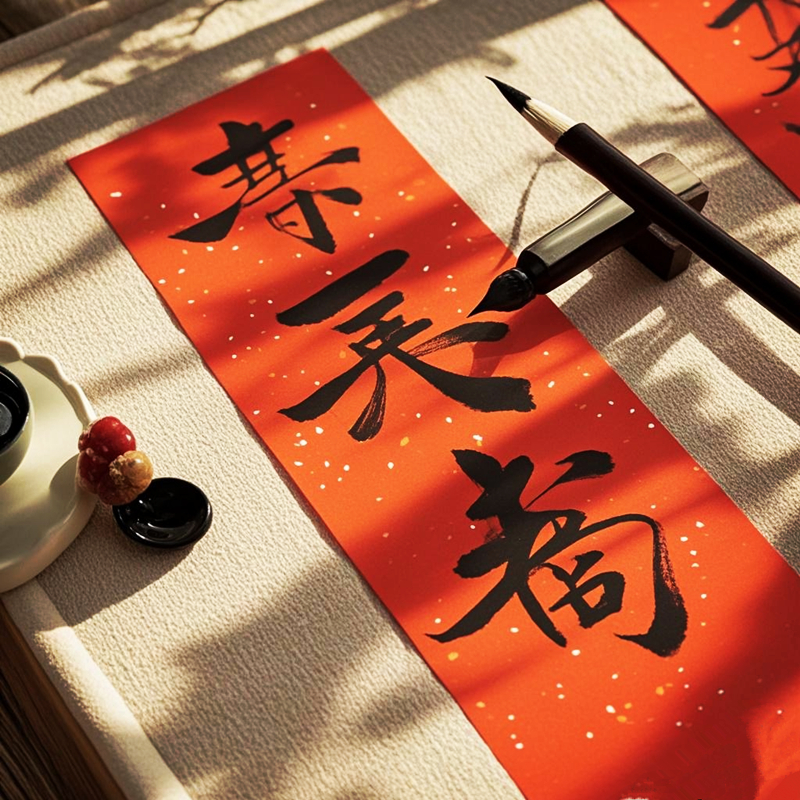 福字斗方红纸万年红洒金对联纸