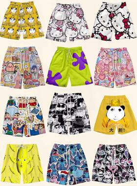 派大星kt猫篮球短裤男女休闲运动裤夏季宽松情侣睡裤卡通沙滩裤子