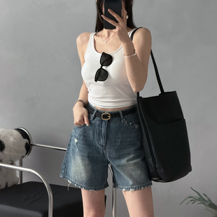 女高腰显瘦宽松百搭五分裤 己衣 复古牛仔短裤 美式 2026春夏新款