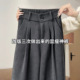 女 and Women leg corduroy wide 裤 loose pants黑色灯芯绒西装