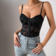 vest tied color Clear suspender waist bottom women chest top