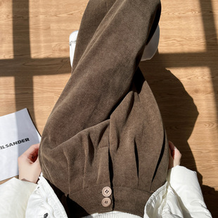 Corduroy suit pants, women plus size wide leg pants西装裤女