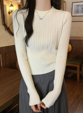 Women's slim fit round neck base sweater top女修身打底衫毛衣