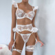 sexy lace Women underwear set刺绣睫毛内衣7件套可拆卸