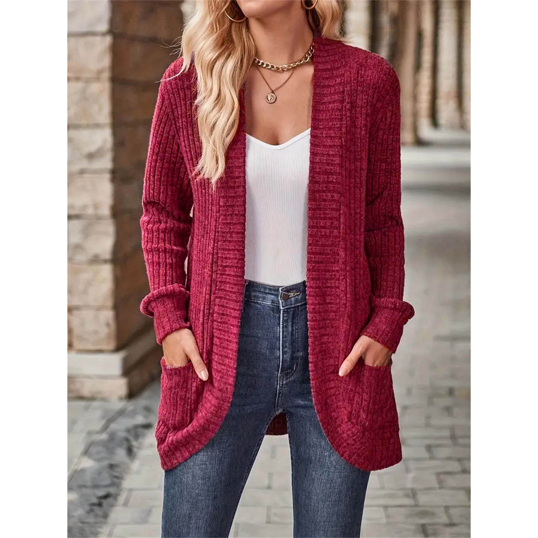 Women sweater patchwork long sleeved cardigan女毛衣长袖开衫