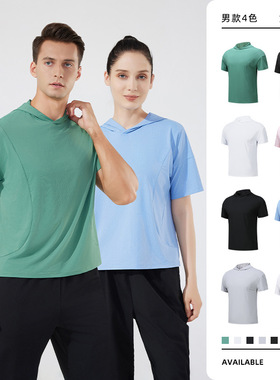 Men's/Women's Loose Running Round Neck Hooded Short Sleeve