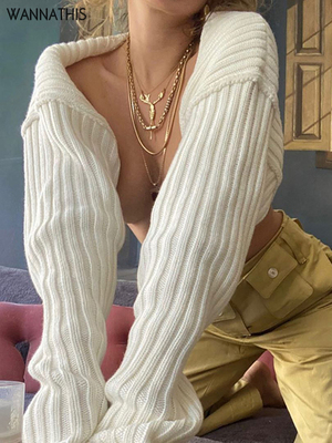 Knitted Cardigans Women Crop Top上衣披肩性感修身短长袖毛衣