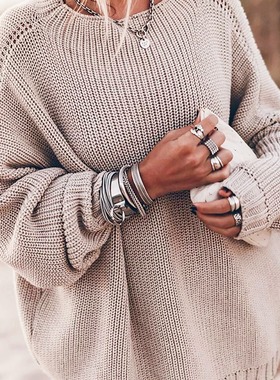 Women's loose oversized sweater针织衫宽松大码毛衣女秋冬