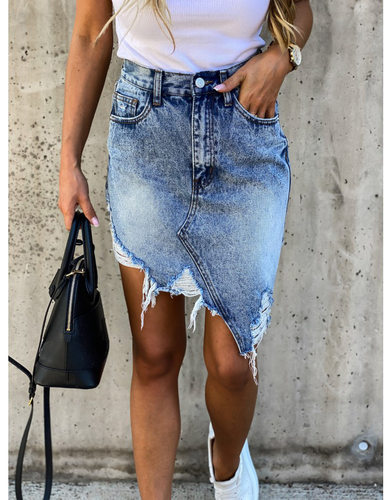 Irregular Denim Skirts Women treet Hipster Hip Mini Jeans Sk