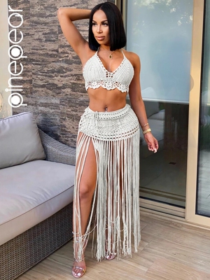 Two Piece Skirt Set Beach Party Dress Womens  Summer沙滩套装