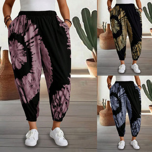 Women's loose printed tapered pants女装宽松印花缩脚长裤
