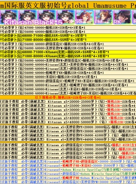赛马娘国际服英文服初始号global Umamusume PrettyDerby满破北黑