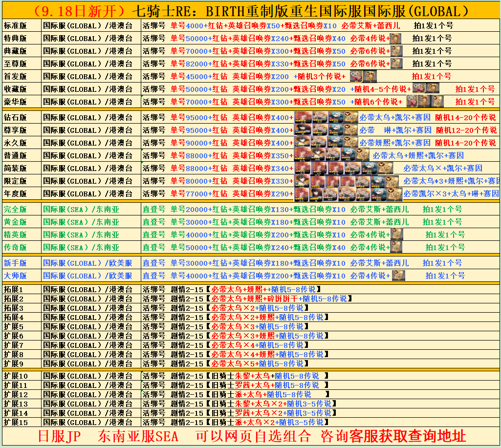 七骑士重生初号自抽号