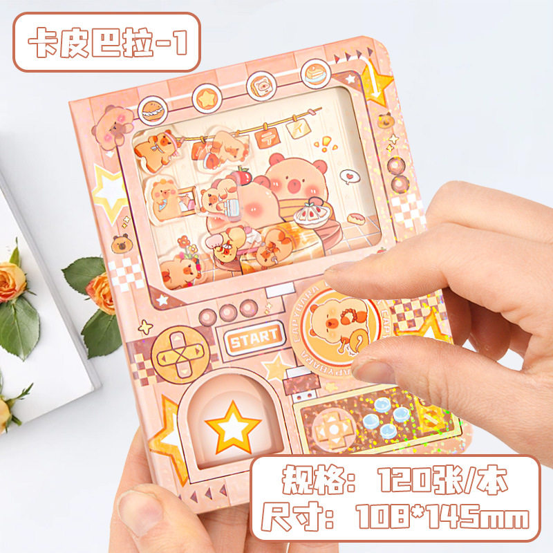 卡皮巴拉可爱卡通扭蛋机口袋本迷你本子创意封面机关趣味解压手账