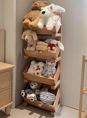 实木床头柜收纳架家用储物展示架Jellycat毛绒公仔棉花娃娃摆放架