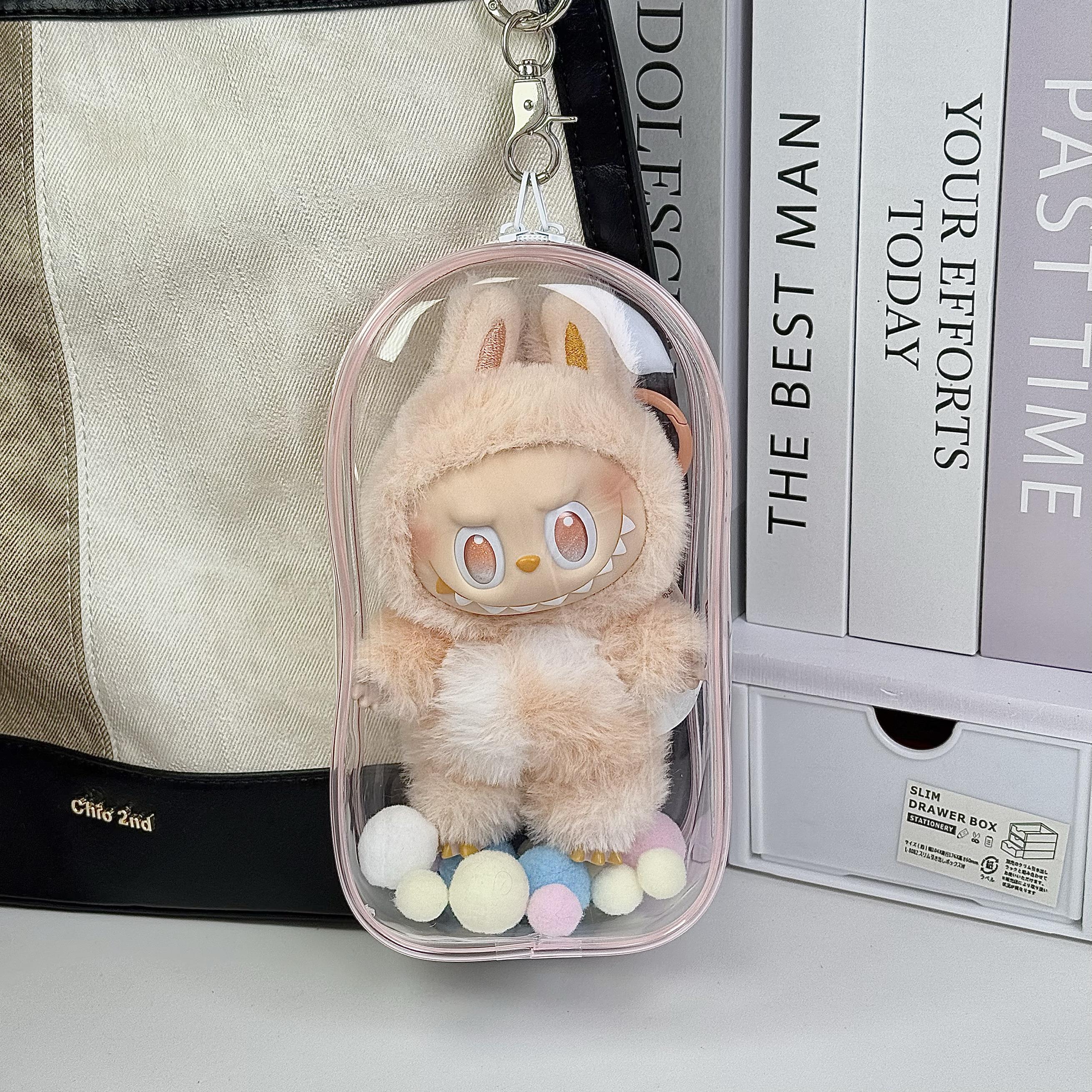 拉布布保护套透明遛娃包泡泡玛特labubu一二三代棉花娃娃痛包pvc