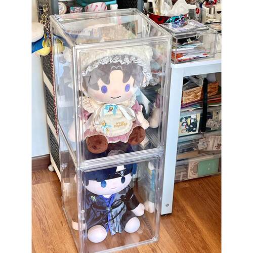 40cm棉花娃娃收纳盒透明防尘亚克力展示柜玩偶公仔展示盒玩具柜