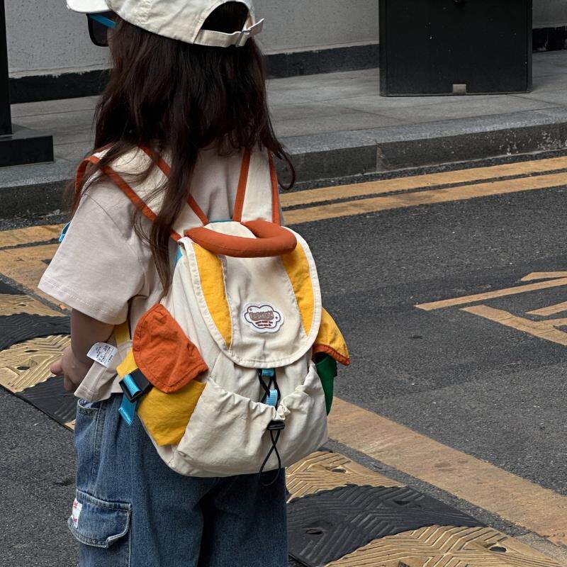 多功能撞色儿童书包女孩高颜值休闲轻便男童背包潮童旅游时尚登山