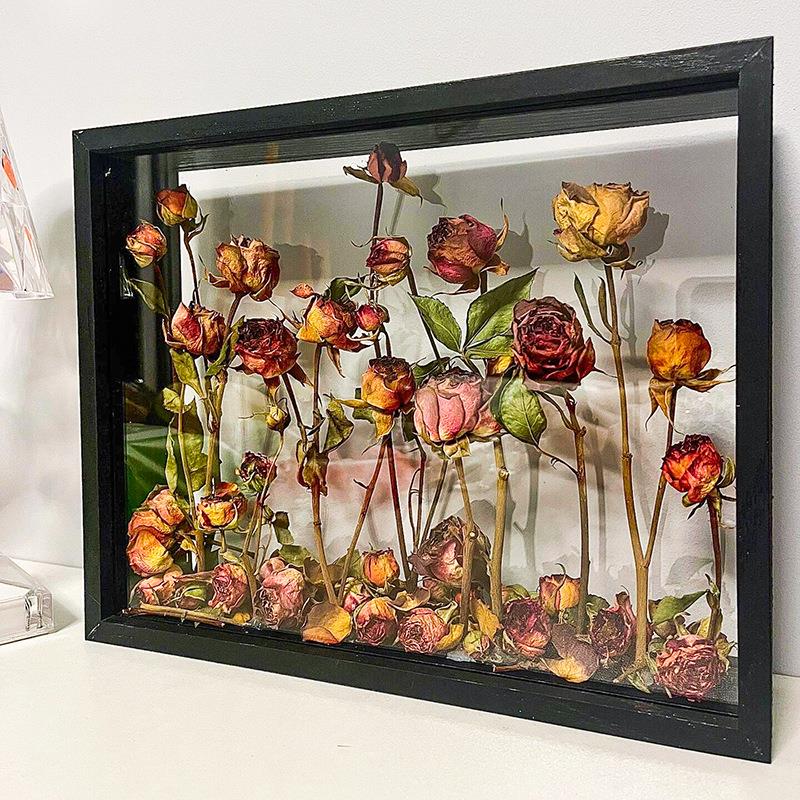 干花相框手工diy520情人节花束保存标本永生花中空画框创意摆件
