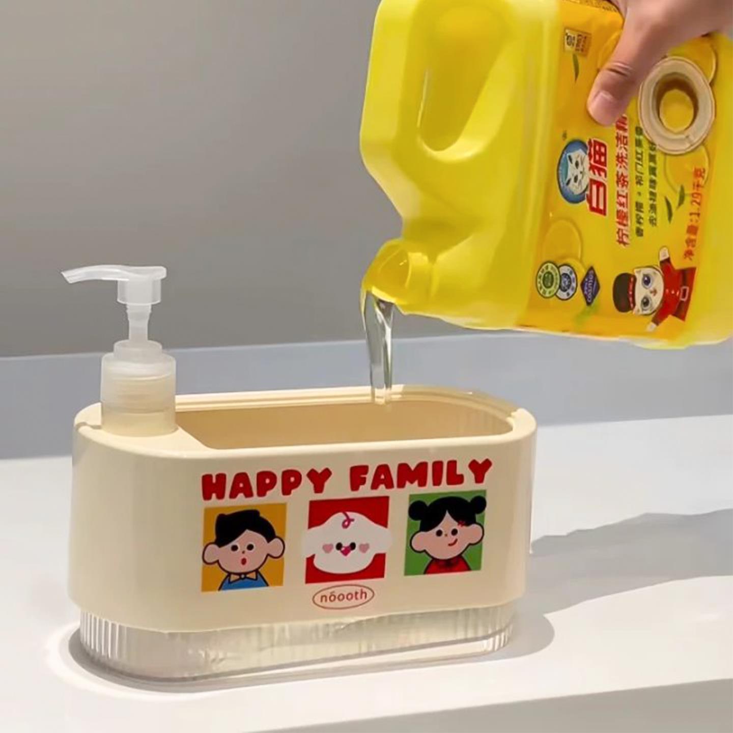 洗洁精分装瓶按压式厨房皂液器洗碗海绵收纳盒洗手液起泡器家用