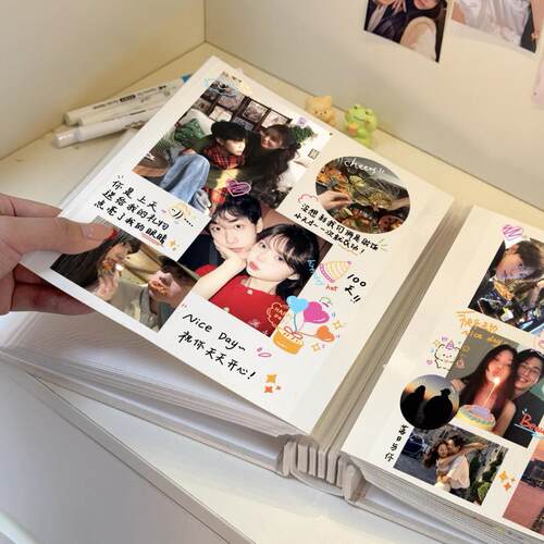 覆膜相册diy自粘式照片收纳家庭宝宝情侣5寸6寸7拍立得相片影集册