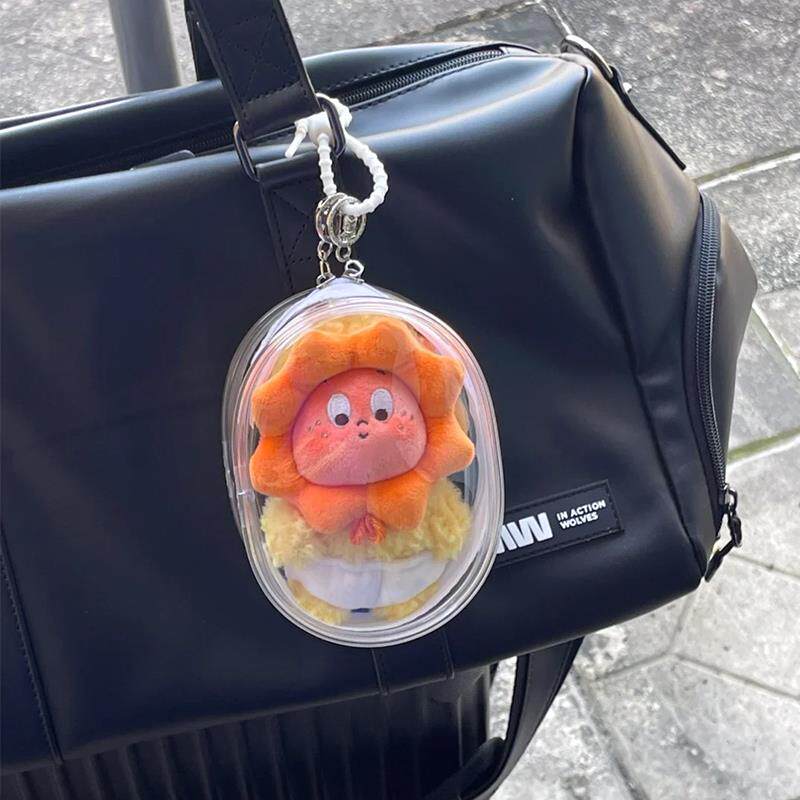 泡泡玛特星星人展示盒防尘娃娃毛绒公仔挂件遛娃包保护套娃包收纳