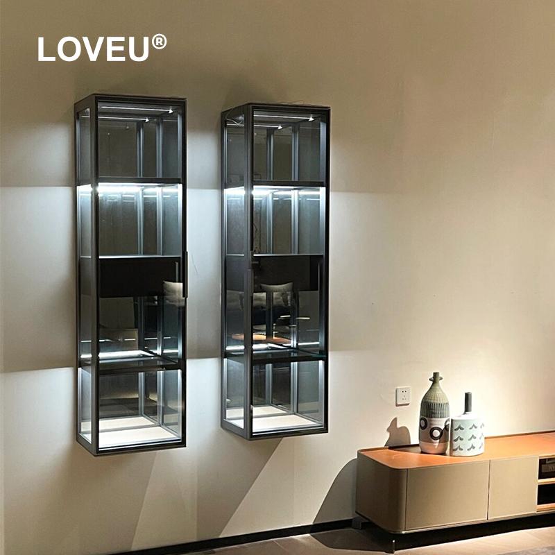 轻奢悬浮玻璃吊柜墙壁柜