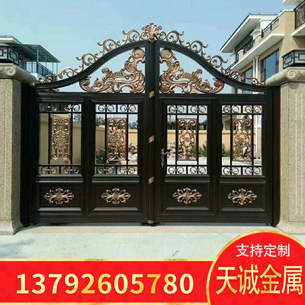 铝艺别墅大门庭院门铝合金围墙大门小区对开门铁艺农村小门院墙门
