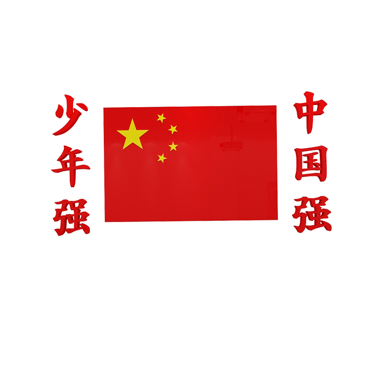 少年强国旗贴纸画跆拳道馆