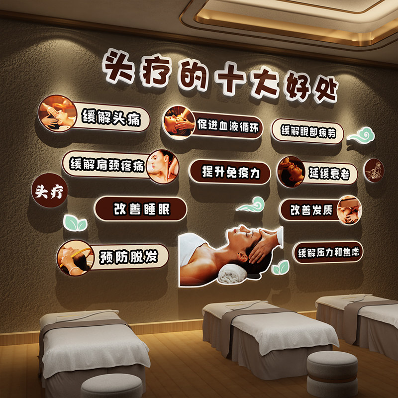 头疗店墙面软装饰养生馆氛围布置挂画形象中医宣传广告海报美容院