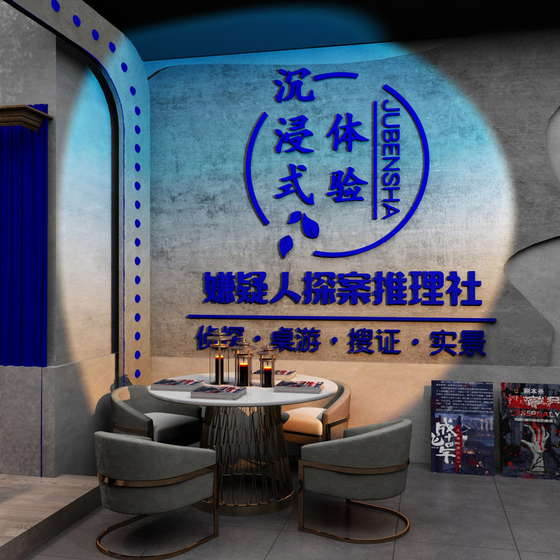 网红剧本杀店墙面装饰狼人剧本杀桌手游布置道具拍照立体墙面贴纸