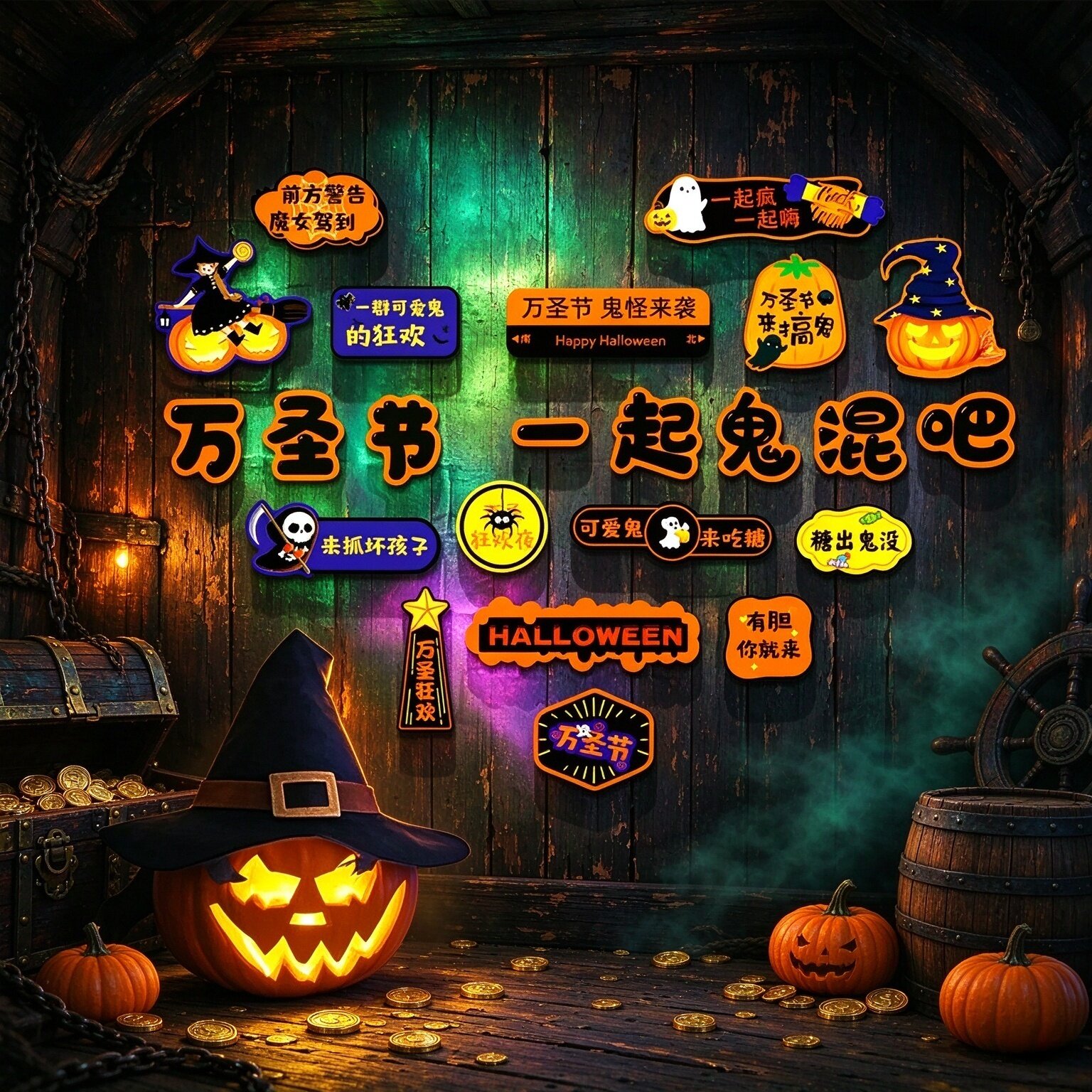 万圣节网红打卡拍照区氛围布置