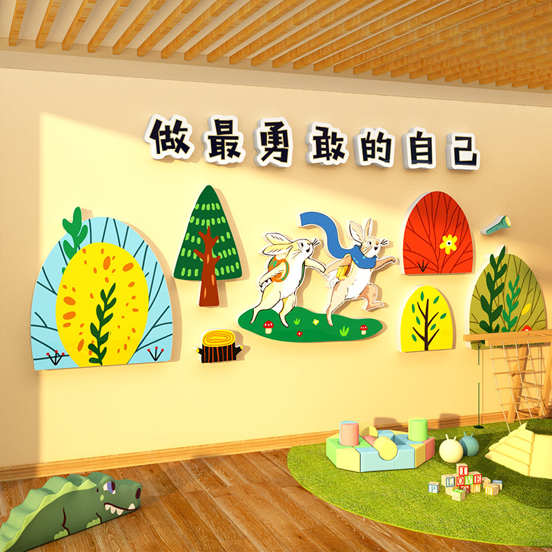 做最勇敢的自己环创图书角布置装饰绘本馆童阅读区幼儿园文化墙贴