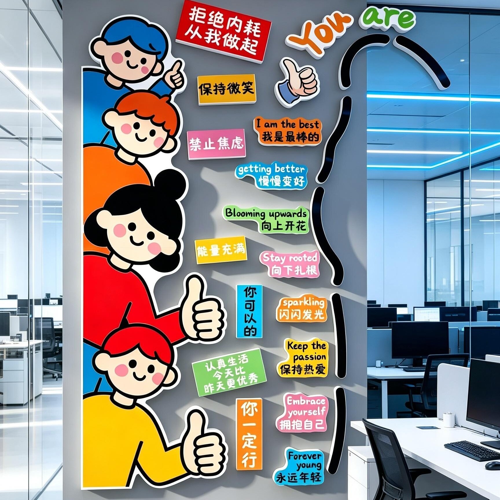 自我肯定夸夸英语教室墙贴