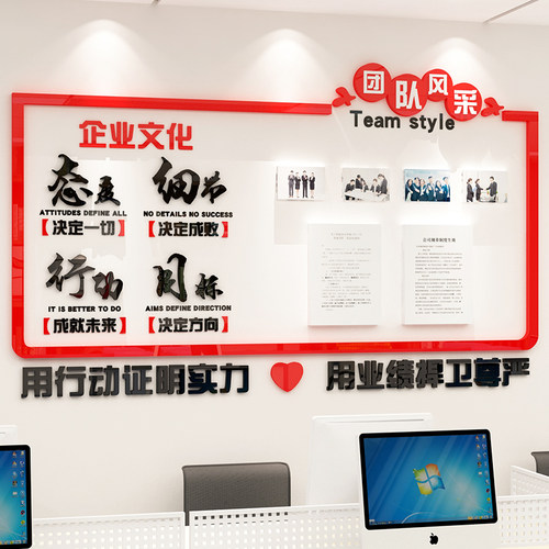 团队风采展示励志标语背景墙装饰