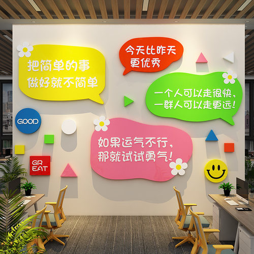 办公室氛围布置企业文化墙公司进门形象励志标语墙贴面会议装饰画