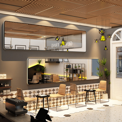 咖啡厅墙壁装饰网红打卡拍照区仿真软镜子墙面奶茶店氛围布置场景