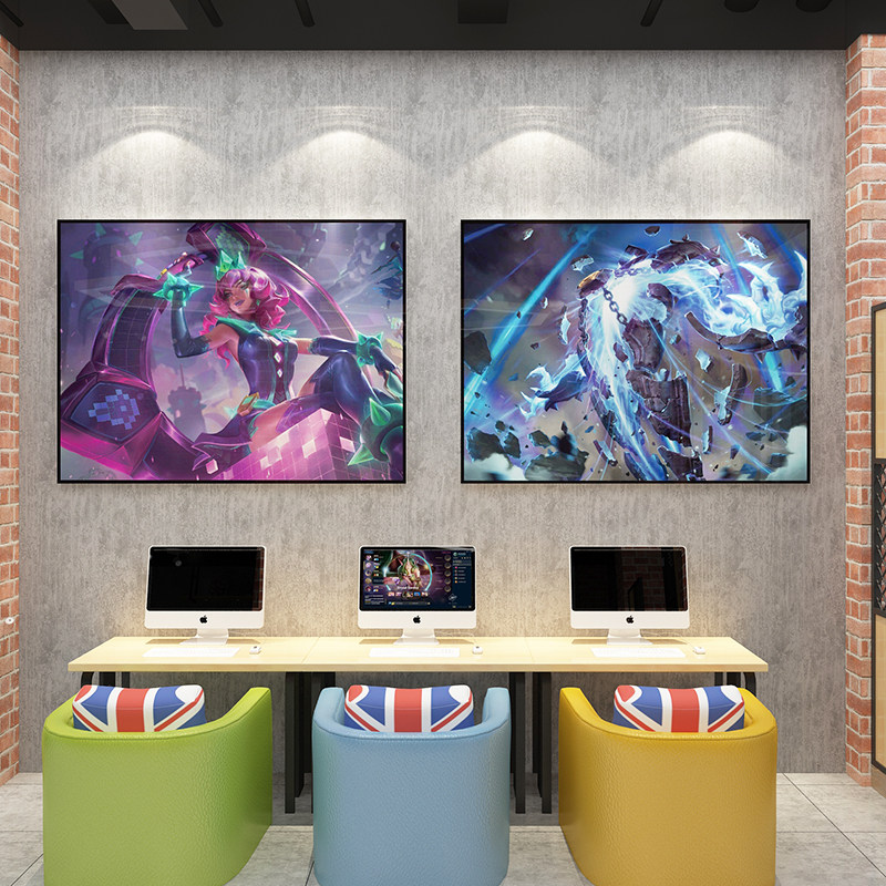 英雄联盟lol广告海报贴纸挂画电竞馆房间布置网吧咖酒店墙面装饰