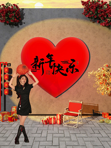 网红打卡拍照区布置新年装饰场景氛围布置2024龙年春节背景墙摆件