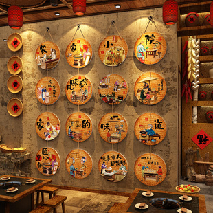 东北风格铁锅炖饭店墙面装饰画复古怀旧餐饮农家乐院氛围布置挂牌