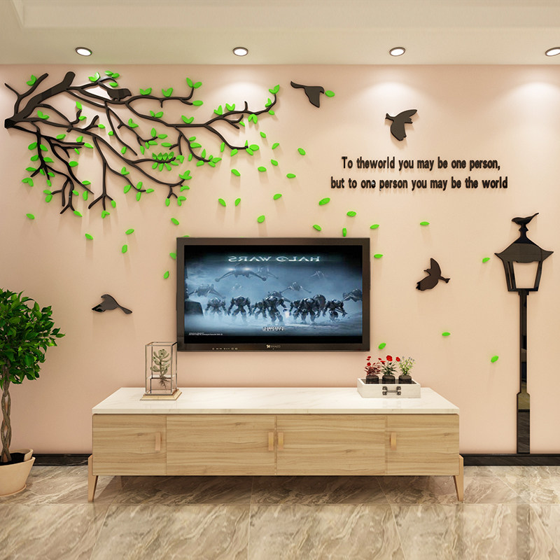 亚克力3d立体墙贴画客厅沙发电视背景墙装饰贴纸墙壁墙面壁纸自粘