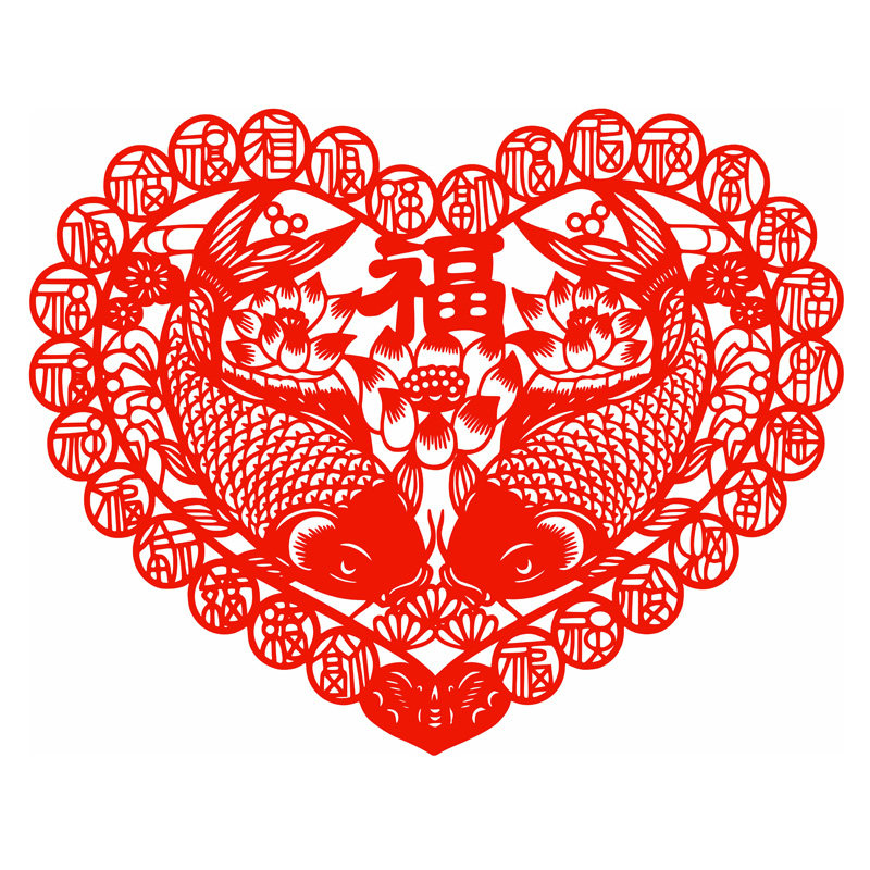 福字窗花贴纸双鱼静电贴双面红色春节过年剪纸玻璃贴装饰金玉满堂