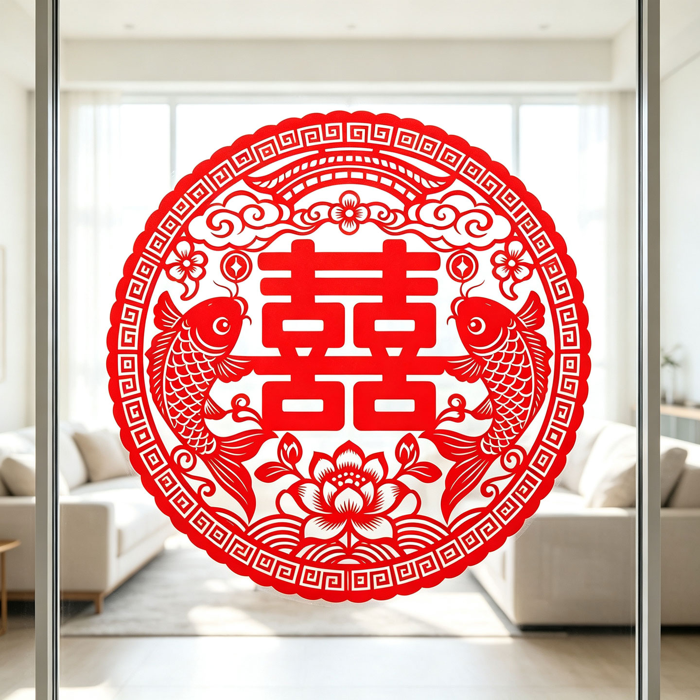 红双喜窗花结婚静电贴纸喜字结婚窗户玻璃门贴婚房窗贴新款水贴