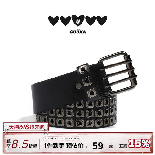 GUUKA黑色朋克摇滚风腰带