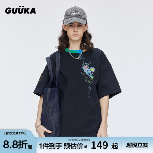 GUUKA一团乱线老鼠嘻哈短袖T恤